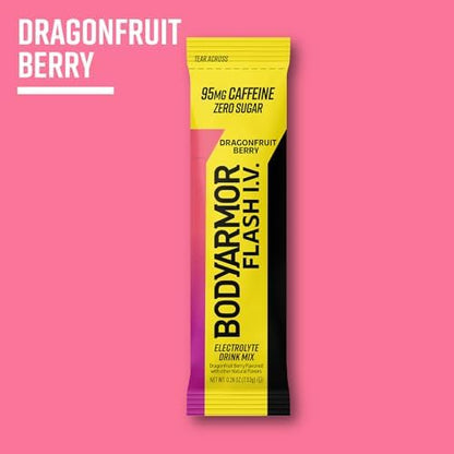 BODYARMOR Flash IV Electrolyte Packets, Strawberry Kiwi - Zero Sugar Drink Mix, Single Serve Packs, Coconut Water Powder (6 Count)