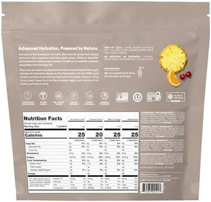 Cure Hydration | Plant-Based Electrolyte Drink Mix | No Added Sugar | FSA-HSA | Dehydration Relief Powder Made with Coconut Water | Non-GMO | Vegan | 8 Packets - Variety Pack