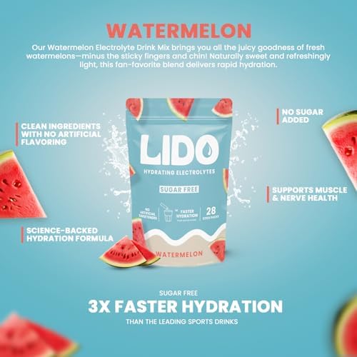 LIDO Lemonade Electrolyte Powder Packets — Clean, Zero-Sugar Hydration Drink Mix with Balanced Sodium for Fast Replenishment — Vegan, Paleo &amp; Fasting Friendly — 28 Sticks