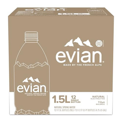 evian Natural Spring Water, PH Balanced with Natural Electrolytes, 16.9fl oz./500mL Bottles (pack of 24)