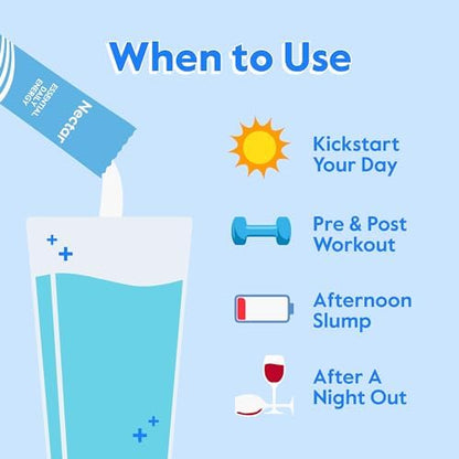 Nectar Energy Booster - Organic Caffeine, B12 &amp; Electrolytes - Sugar Free &amp; Zero Calorie – Healthy Coffee, Energy Drink &amp; Soda Alternative – Hydration &amp; Energy Supplement (Variety 30 Powder Packets)