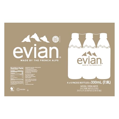 evian Natural Spring Water, PH Balanced with Natural Electrolytes, 16.9fl oz./500mL Bottles (pack of 24)