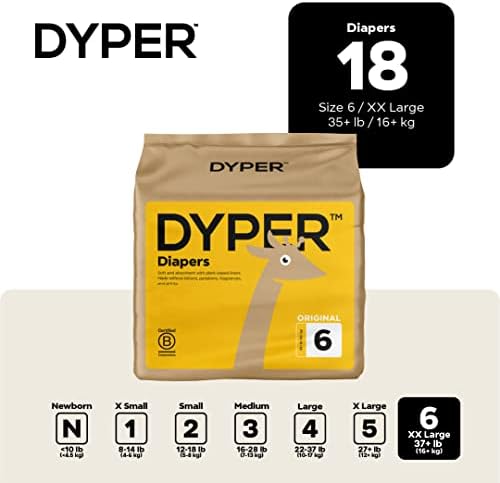 DYPER - Baby Diapers Hypoallergenic Cloth Alternative Day &amp; Overnight Protection (36 Count)- Made with Plant-Based* &amp; Skin-Friendly Ingredients - Size 1 (8-14 lb)