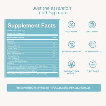 LIDO Lemonade Electrolyte Powder Packets — Clean, Zero-Sugar Hydration Drink Mix with Balanced Sodium for Fast Replenishment — Vegan, Paleo &amp; Fasting Friendly — 28 Sticks