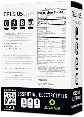 CELSIUS Hydration™ Lemon Lime, Sugar Free Electrolyte Hydration Drink Mix (Pack of 14)