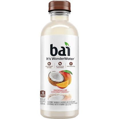 Bai Coconut Variety Pack, Antioxidant Infused Water Beverage, with Vitamin C and No Artificial Sweeteners, 18 fl oz bottles, 12 pack