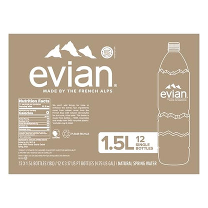 evian Natural Spring Water, PH Balanced with Natural Electrolytes, 16.9fl oz./500mL Bottles (pack of 24)