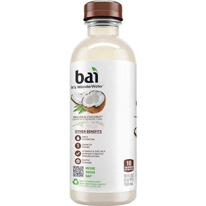 Bai Coconut Variety Pack, Antioxidant Infused Water Beverage, with Vitamin C and No Artificial Sweeteners, 18 fl oz bottles, 12 pack