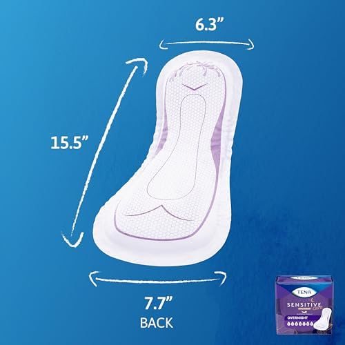 TENA Sensitive Care Incontinence Pads, Bladder Control, Postpartum for Women, Overnight Absorbency, Extra Coverage, 90 Count
