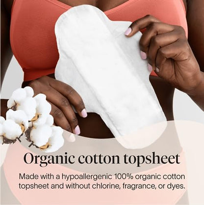 Cora 100% Organic Cotton Topsheet Pads | 36 Overnight Pads
