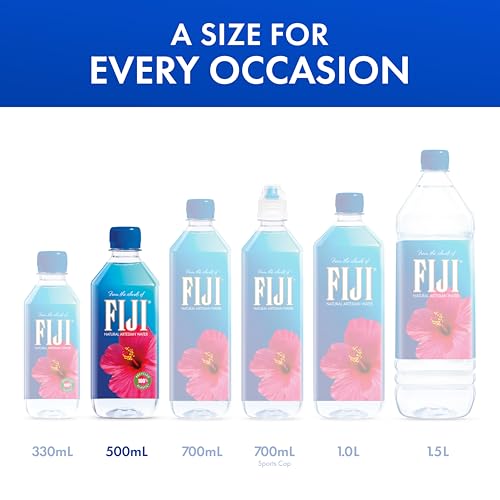 FIJI Natural Artesian Bottled Water 500mL / 16.9 Fl Ounce (Pack of 24) - 100% Natural Electrolytes