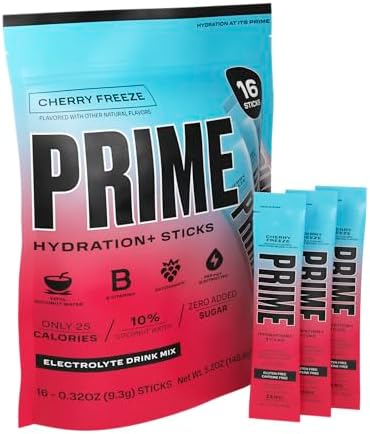 PRIME HYDRATION+ Sticks Strawberry Banana | Hydration Powder Single Serve Sticks | Electrolyte Powder On The Go | Low Sugar | Caffeine-Free | Vegan | 16 Sticks