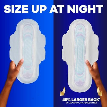 Always Maxi Overnight Pads with Wings for Women, Size 4, Overnight Absorbency, Unscented, 33 Count