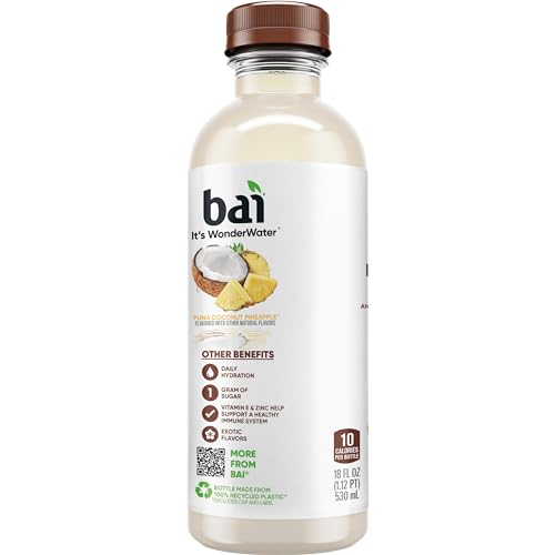Bai Coconut Variety Pack, Antioxidant Infused Water Beverage, with Vitamin C and No Artificial Sweeteners, 18 fl oz bottles, 12 pack