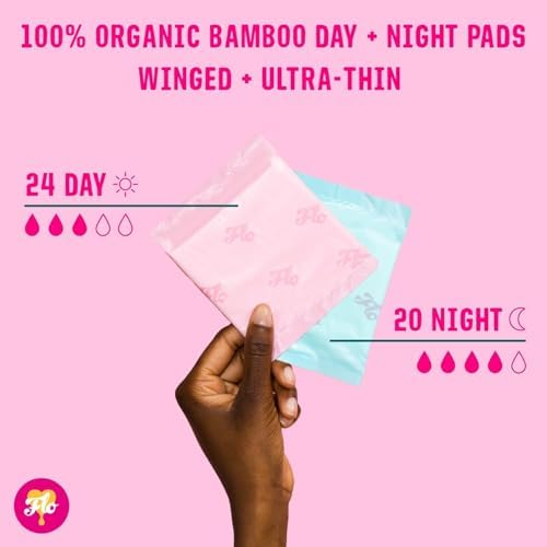FLO - Organic Bamboo Pads, Day &amp; Night Combo Pack, 15 Count