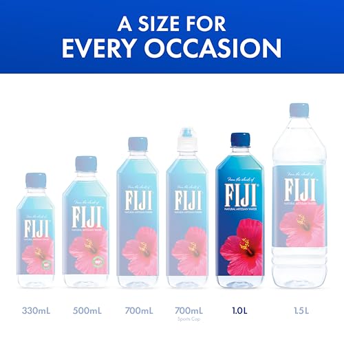 FIJI Natural Artesian Bottled Water 1 Liter / 33.8 Fl Ounce (Pack of 12) - 100% Natural Electrolytes
