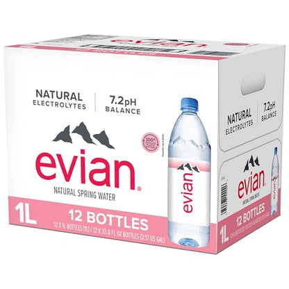 evian Natural Spring Water, PH Balanced with Natural Electrolytes, 16.9fl oz./500mL Bottles (pack of 24)