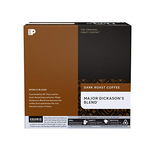 Peet's Coffee, Dark Roast Single Serve Coffee Pods - Major Dickason's Blend 75 Count (1 Box of 75 Pods)