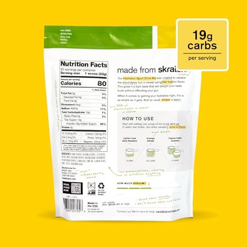 Skratch Labs Hydration Powder | Sport Drink Mix | Electrolytes Powder for Exercise, Endurance, and Performance | Lemon + Lime | 20 Servings | Non-GMO, Vegan, Kosher