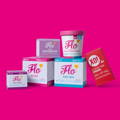 FLO - Organic Bamboo Pads, Day &amp; Night Combo Pack, 15 Count