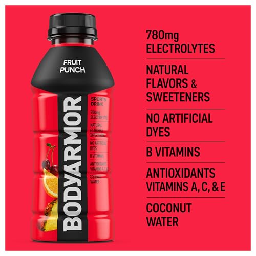 BODYARMOR Sports Drink Sports Beverage, Orange Mango, Coconut Water Hydration, Natural Flavors With Vitamins, Potassium-Packed Electrolytes, Perfect For Athletes, 16 Fl Oz (Pack of 12)