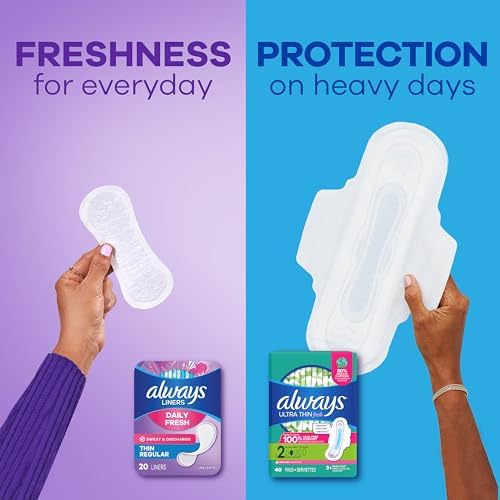 Always Daily Fresh Thin Liners, Regular Absorbency, Unscented Panty Liners, 162 Count