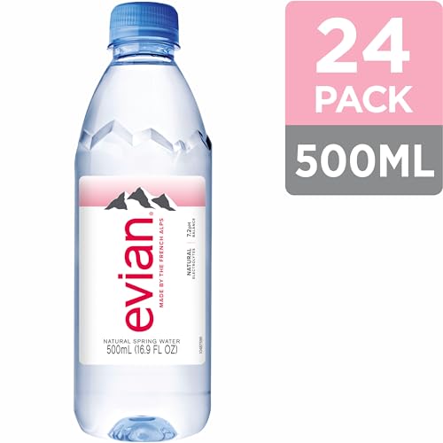 evian Natural Spring Water, PH Balanced with Natural Electrolytes, 16.9fl oz./500mL Bottles (pack of 24)