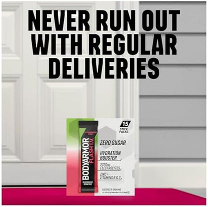BODYARMOR Flash IV Electrolyte Packets, Strawberry Kiwi - Zero Sugar Drink Mix, Single Serve Packs, Coconut Water Powder (6 Count)