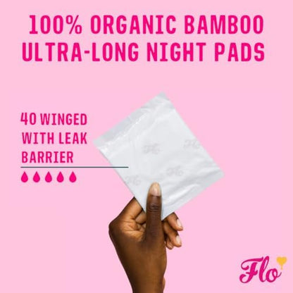 FLO - Organic Bamboo Pads, Day &amp; Night Combo Pack, 15 Count