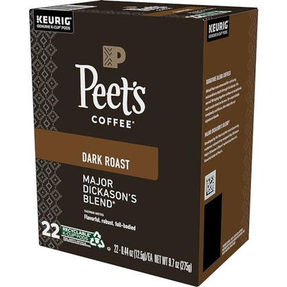 Peet's Coffee, Dark Roast Single Serve Coffee Pods - Major Dickason's Blend 75 Count (1 Box of 75 Pods)