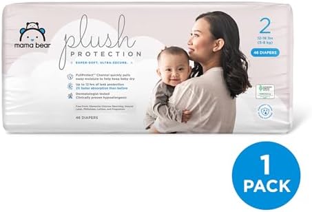 Amazon Brand - Mama Bear Plush Protection Diapers - Size 5, 31 Count, Hypoallergenic Premium Disposable Baby Diapers, White and Cloud Dreams