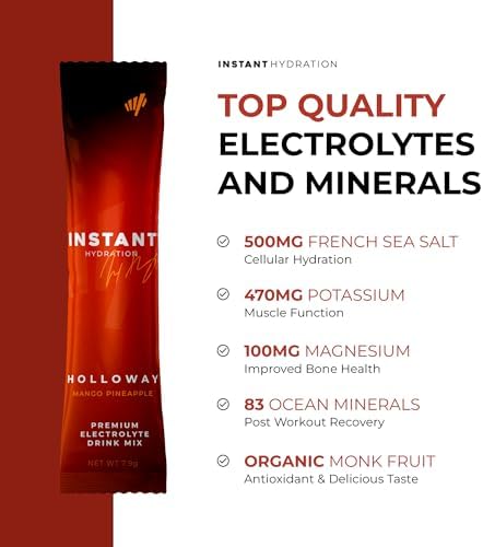 Instant Hydration Electrolytes Powder Packets - Raspberry Electrolyte Drink Mix - Zero Sugar - Keto, Vegan, Gluten-Free, Non-GMO - Boost Recovery, Brain Health, Muscle &amp; Tissue Support- 30 Sticks