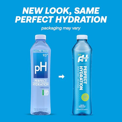 Perfect Hydration 9.5+ pH Alkaline Drinking Water, 20-Ounce Bottle, Made in the USA, Case of 24