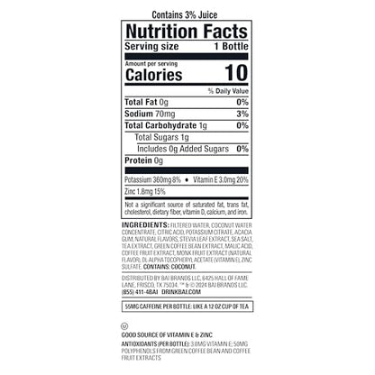 Bai Coconut Variety Pack, Antioxidant Infused Water Beverage, with Vitamin C and No Artificial Sweeteners, 18 fl oz bottles, 12 pack