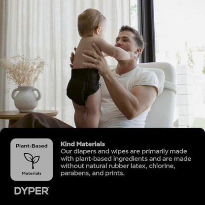 DYPER - Charcoal Enhanced Day &amp; Overnight Disposable Baby Diapers - Made with Plant-Based* &amp; Skin-Friendly Ingredients, Hypoallergenic for Sensitive Skin - Size 2, (56 Count)
