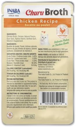 INABA Churu Broth for Cats Senior 10+, Side Dish Pouch, 1.4 Ounces per Pouch, 12 Pouches Total, Chicken &amp; Tuna Recipe