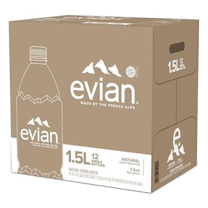 evian Natural Spring Water, PH Balanced with Natural Electrolytes, 16.9fl oz./500mL Bottles (pack of 24)