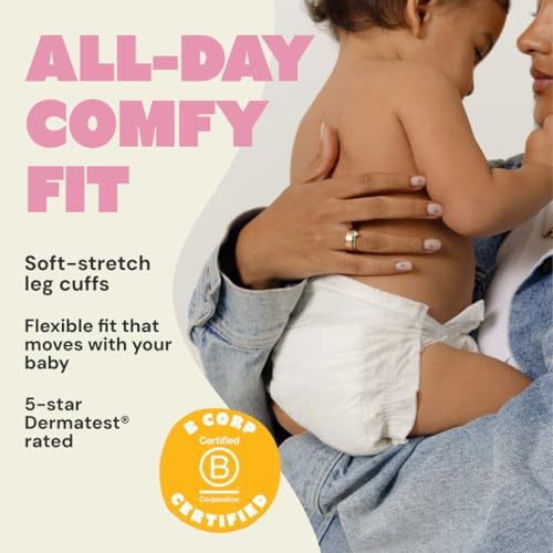 DYPER - Baby Diapers Hypoallergenic Cloth Alternative Day &amp; Overnight Protection (36 Count)- Made with Plant-Based* &amp; Skin-Friendly Ingredients - Size 1 (8-14 lb)