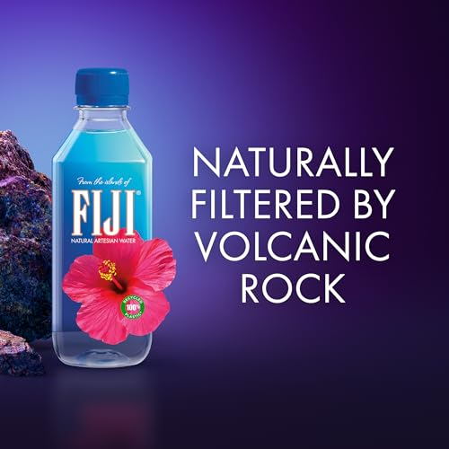 FIJI Natural Artesian Bottled Water 500mL / 16.9 Fl Ounce (Pack of 24) - 100% Natural Electrolytes