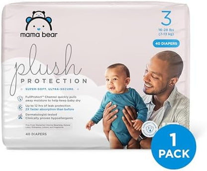 Amazon Brand - Mama Bear Plush Protection Diapers - Size 5, 31 Count, Hypoallergenic Premium Disposable Baby Diapers, White and Cloud Dreams