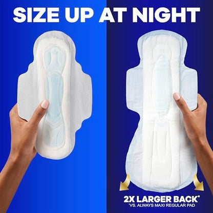 Always Maxi Overnight Pads with Wings for Women, Size 4, Overnight Absorbency, Unscented, 33 Count
