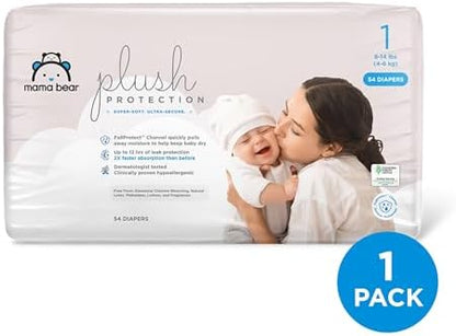 Amazon Brand - Mama Bear Plush Protection Diapers - Size 5, 31 Count, Hypoallergenic Premium Disposable Baby Diapers, White and Cloud Dreams
