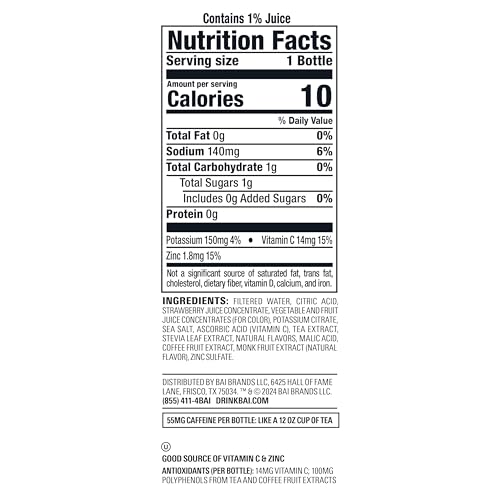 Bai Coconut Variety Pack, Antioxidant Infused Water Beverage, with Vitamin C and No Artificial Sweeteners, 18 fl oz bottles, 12 pack