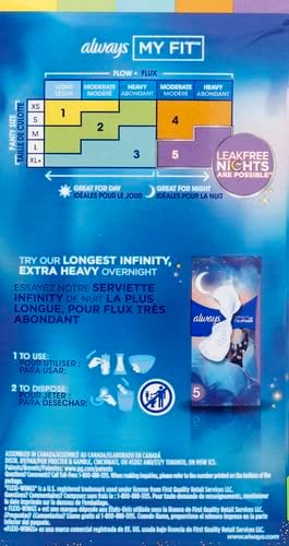Always Infinity Feminine Pads for Women, Flexfoam Pads with Wings, Size 2, Heavy Absorbency, Unscented, 46 Count