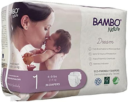 Bambo Nature Premium Eco-Friendly Baby Diapers, Size 5 (27-40 Lbs), 150 Count (6 Packs of 25)