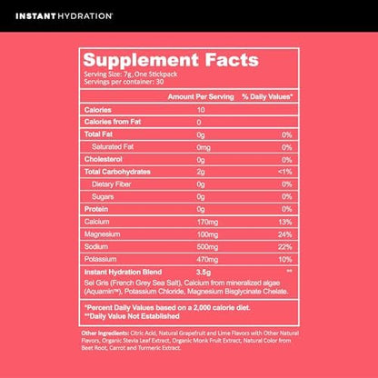 Instant Hydration Electrolytes Powder Packets - Raspberry Electrolyte Drink Mix - Zero Sugar - Keto, Vegan, Gluten-Free, Non-GMO - Boost Recovery, Brain Health, Muscle &amp; Tissue Support- 30 Sticks