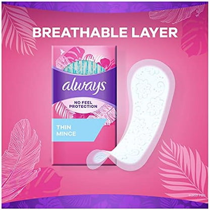 Always Daily Fresh Thin Liners, Regular Absorbency, Unscented Panty Liners, 162 Count