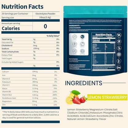 Electrolytes Powder Packets Sugar Free Hydration Packets, 7 Flavors Liquid Daily IV Electrolyte Drink Mixes for Rehydration with Electrolytes, Vitamins, 0 Calorie, 20 Sticks