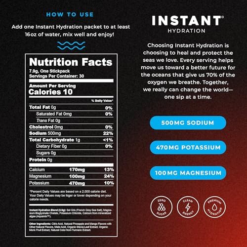 Instant Hydration Electrolytes Powder Packets - Raspberry Electrolyte Drink Mix - Zero Sugar - Keto, Vegan, Gluten-Free, Non-GMO - Boost Recovery, Brain Health, Muscle &amp; Tissue Support- 30 Sticks
