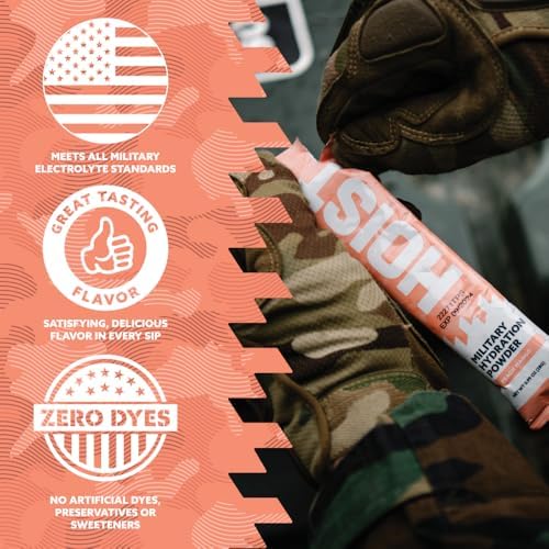 HOIST Electrolyte Drink Mix Powder Sticks – Rapid Rehydration, Military Hydration Formula – Peach Mango (12 Single-Serve Packs)